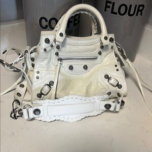 Balenciaga White Crossbody Bag with Silver Accents